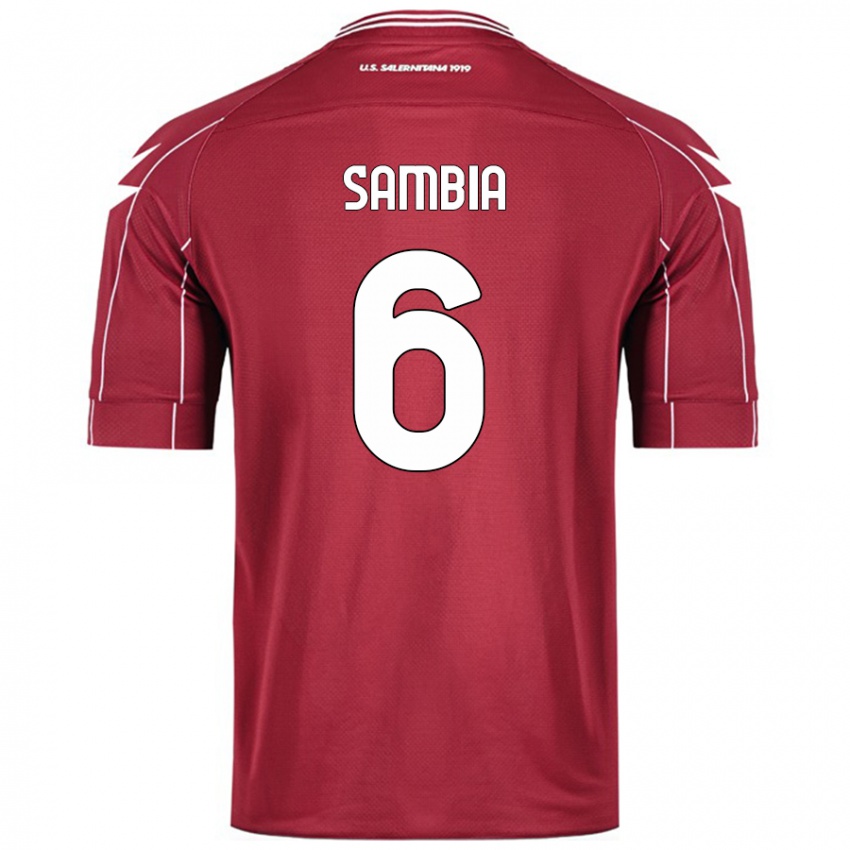 Kinder Junior Sambia #6 Burgundrot Heimtrikot Trikot 2024/25 T-Shirt Schweiz