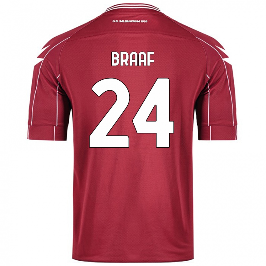 Kinder Jayden Braaf #24 Burgundrot Heimtrikot Trikot 2024/25 T-Shirt Schweiz