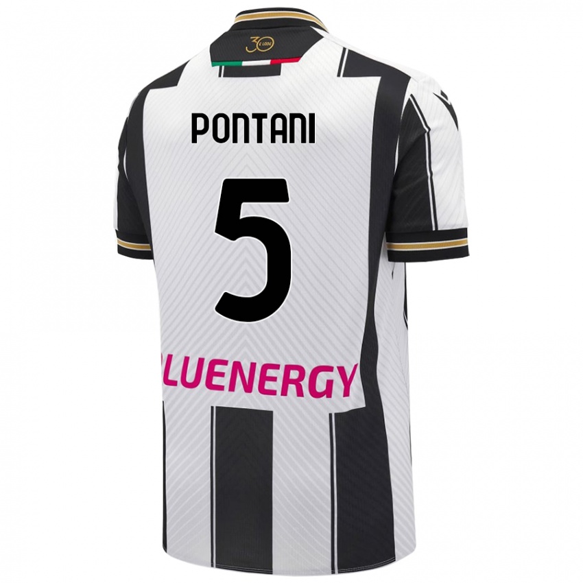 Kinder Leonardo Pontani #5 Weiß Schwarz Heimtrikot Trikot 2024/25 T-Shirt Schweiz