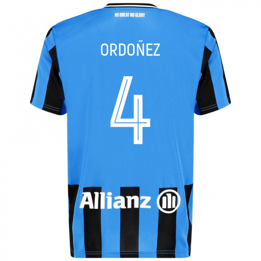 Enfant Maillot Joel Ordóñez #4 Bleu Ciel Noir Tenues Domicile 2024/25 T-Shirt Suisse