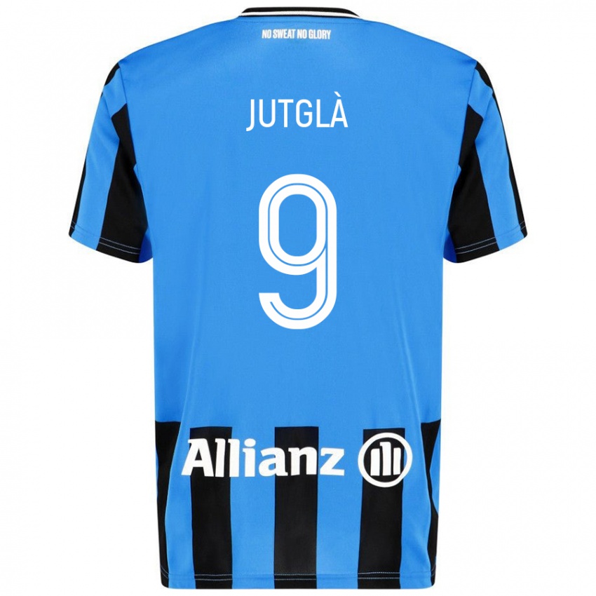 Enfant Maillot Ferran Jutglà #9 Bleu Ciel Noir Tenues Domicile 2024/25 T-Shirt Suisse