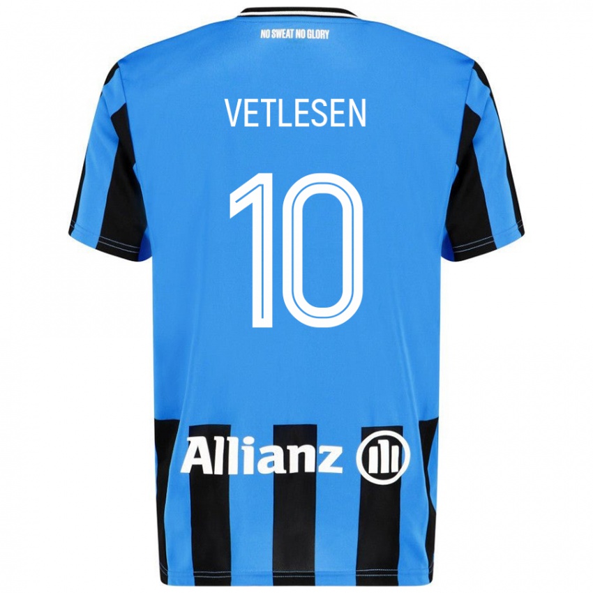 Enfant Maillot Hugo Vetlesen #10 Bleu Ciel Noir Tenues Domicile 2024/25 T-Shirt Suisse