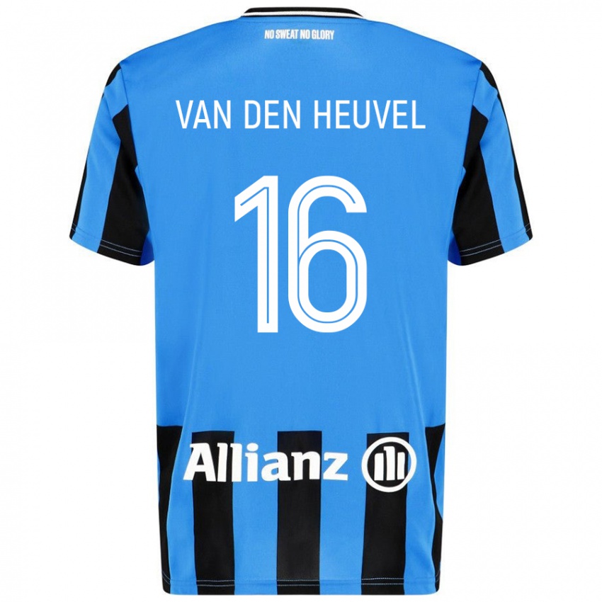 Enfant Maillot Dani Van Den Heuvel #16 Bleu Ciel Noir Tenues Domicile 2024/25 T-Shirt Suisse