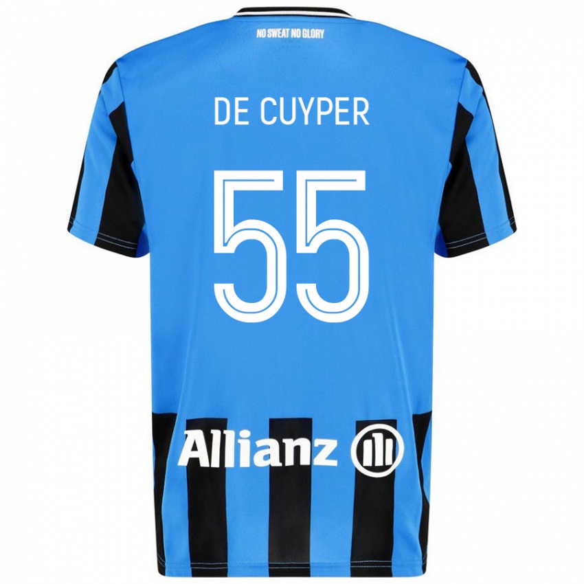 Enfant Maillot Maxim De Cuyper #55 Bleu Ciel Noir Tenues Domicile 2024/25 T-Shirt Suisse