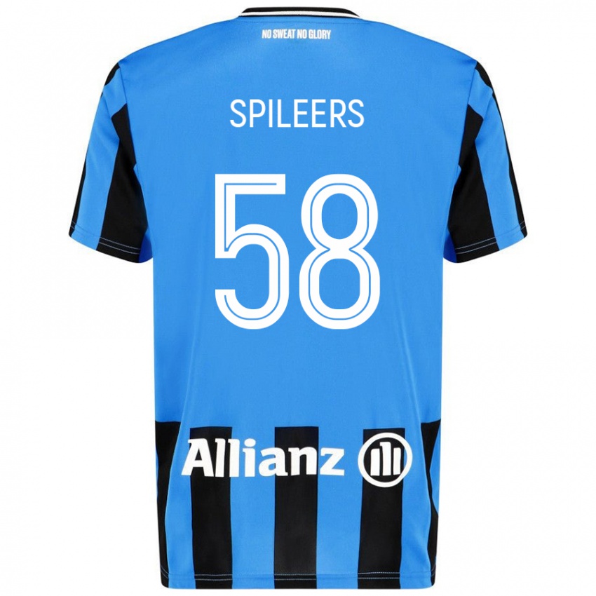 Enfant Maillot Jorne Spileers #58 Bleu Ciel Noir Tenues Domicile 2024/25 T-Shirt Suisse