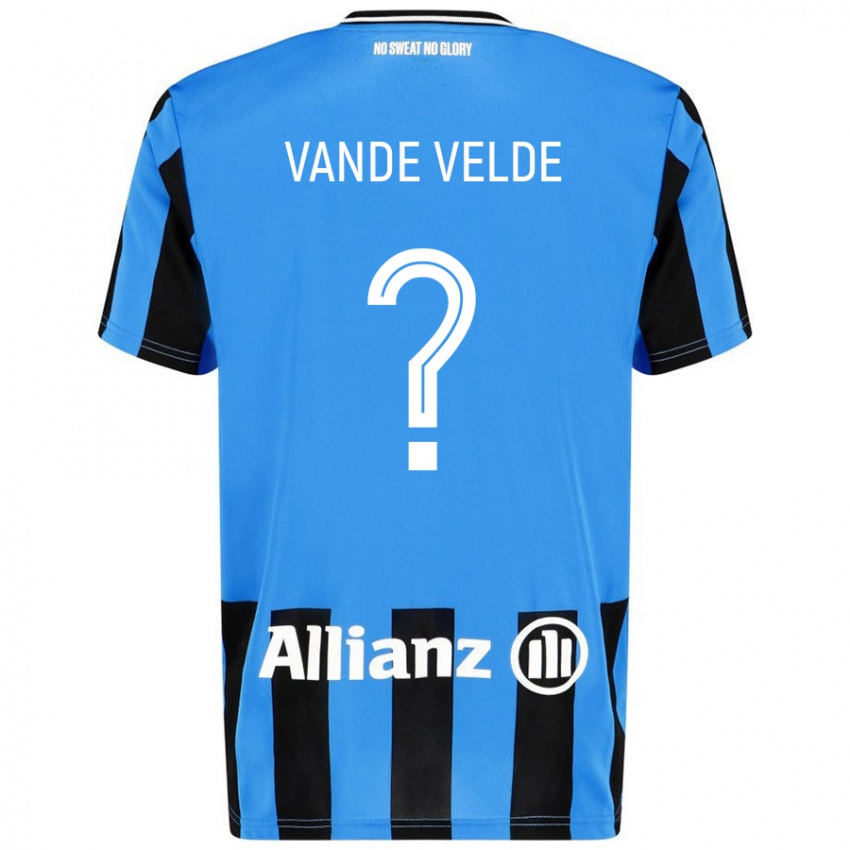 Enfant Maillot Chloé Vande Velde #0 Bleu Ciel Noir Tenues Domicile 2024/25 T-Shirt Suisse