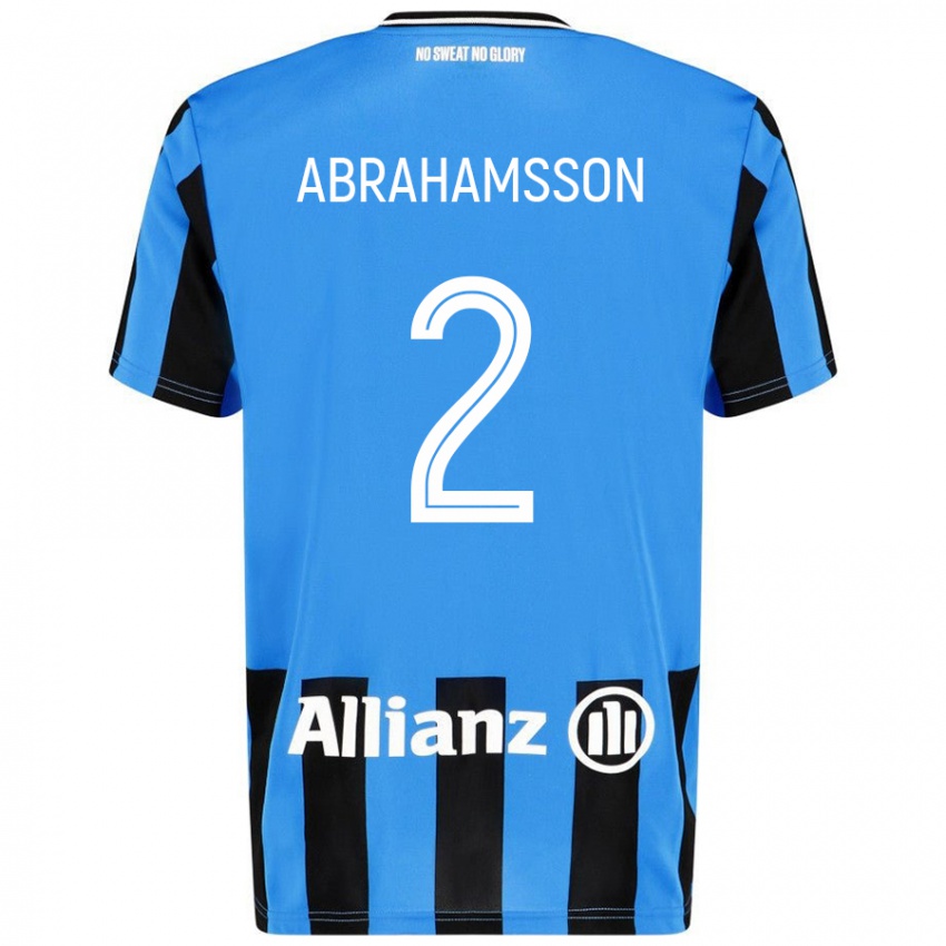 Enfant Maillot Sejde Abrahamsson #2 Bleu Ciel Noir Tenues Domicile 2024/25 T-Shirt Suisse