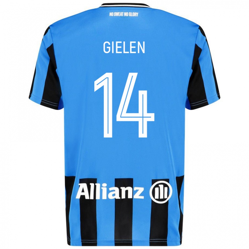 Enfant Maillot Sterre Gielen #14 Bleu Ciel Noir Tenues Domicile 2024/25 T-Shirt Suisse