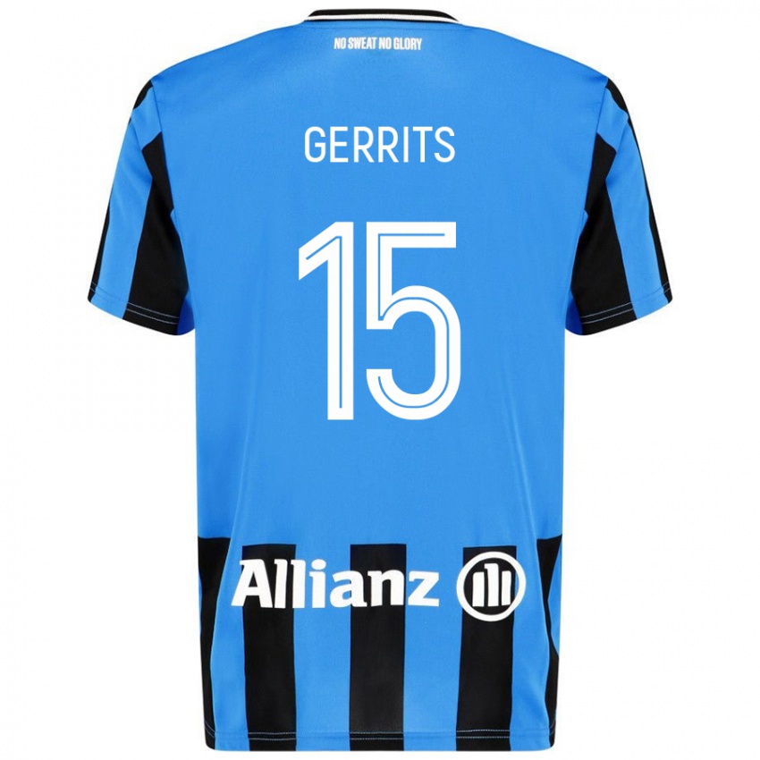 Enfant Maillot Melanie Gerrits #15 Bleu Ciel Noir Tenues Domicile 2024/25 T-Shirt Suisse