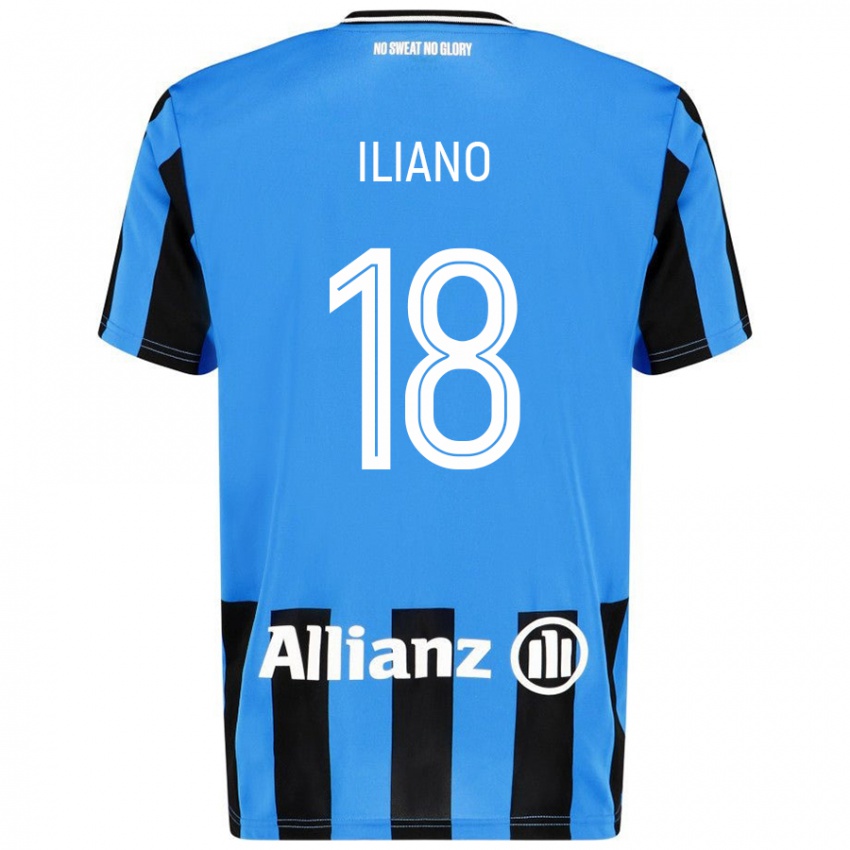 Enfant Maillot Isabelle Iliano #18 Bleu Ciel Noir Tenues Domicile 2024/25 T-Shirt Suisse