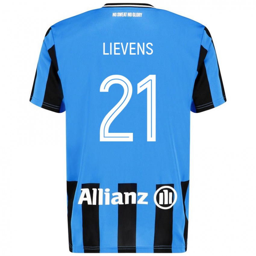 Enfant Maillot Caitlin Lievens #21 Bleu Ciel Noir Tenues Domicile 2024/25 T-Shirt Suisse