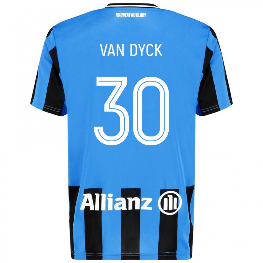 Enfant Maillot Nell Van Dyck #30 Bleu Ciel Noir Tenues Domicile 2024/25 T-Shirt Suisse