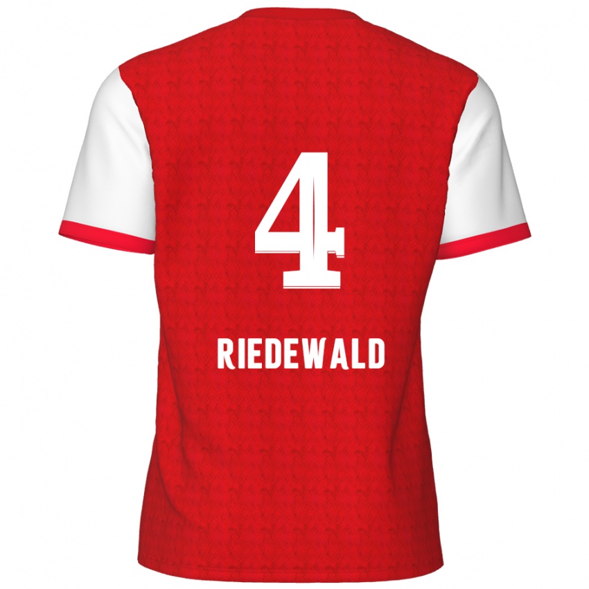 Kinder Jairo Riedewald #4 Rot Weiß Heimtrikot Trikot 2024/25 T-Shirt Schweiz