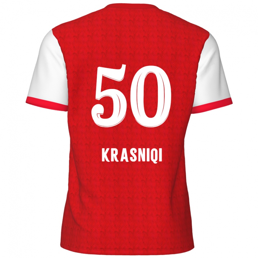 Kinder Laurit Krasniqi #50 Rot Weiß Heimtrikot Trikot 2024/25 T-Shirt Schweiz