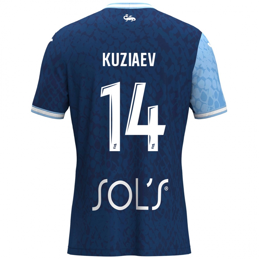 Kinder Daler Kuzyaev #14 Himmelblau Dunkelblau Heimtrikot Trikot 2024/25 T-Shirt Schweiz