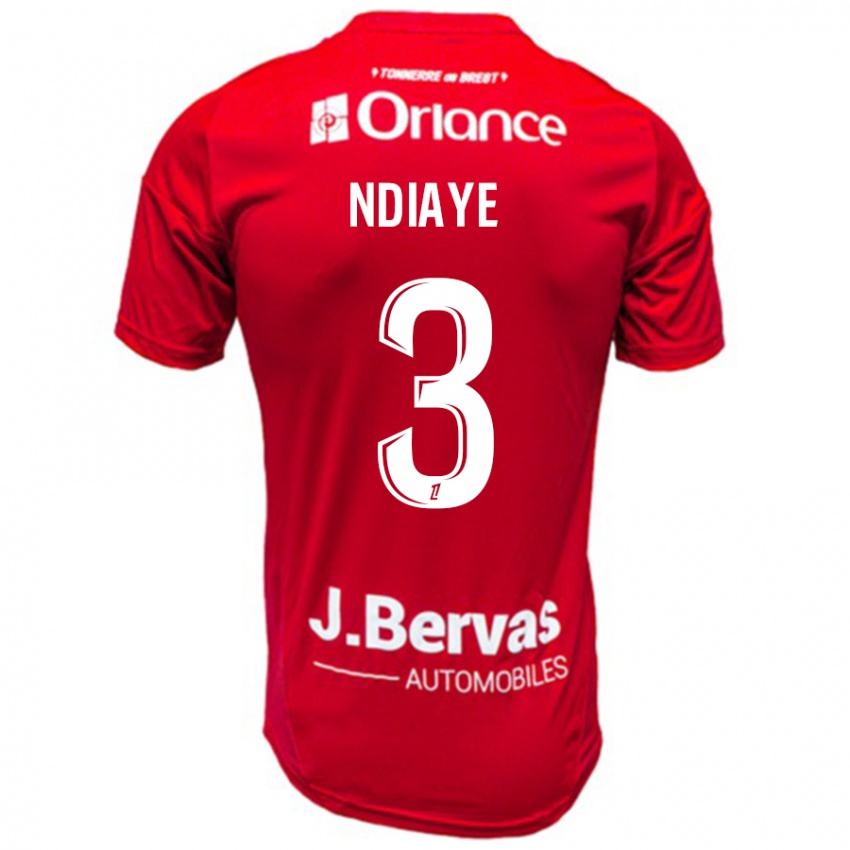 Enfant Maillot Abdoulaye Ndiaye #3 Rouge Blanc Tenues Domicile 2024/25 T-Shirt Suisse