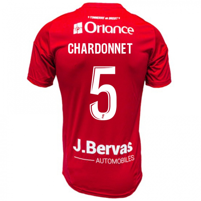 Enfant Maillot Brendan Chardonnet #5 Rouge Blanc Tenues Domicile 2024/25 T-Shirt Suisse