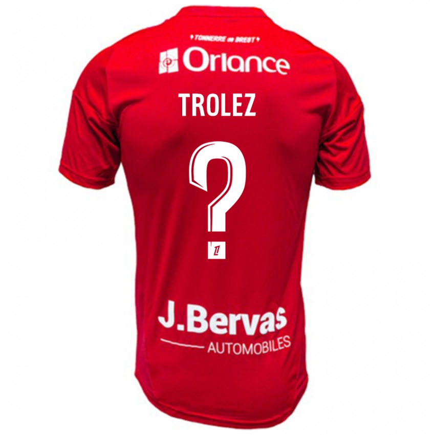 Enfant Maillot Loann Trolez #0 Rouge Blanc Tenues Domicile 2024/25 T-Shirt Suisse