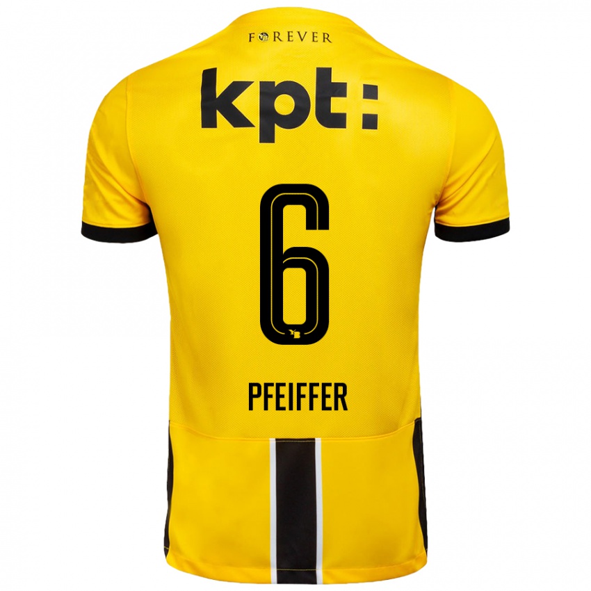 Kinder Patric Pfeiffer #6 Gelb Schwarz Heimtrikot Trikot 2024/25 T-Shirt Schweiz