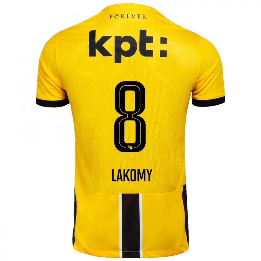 Kinder Lukasz Lakomy #8 Gelb Schwarz Heimtrikot Trikot 2024/25 T-Shirt Schweiz