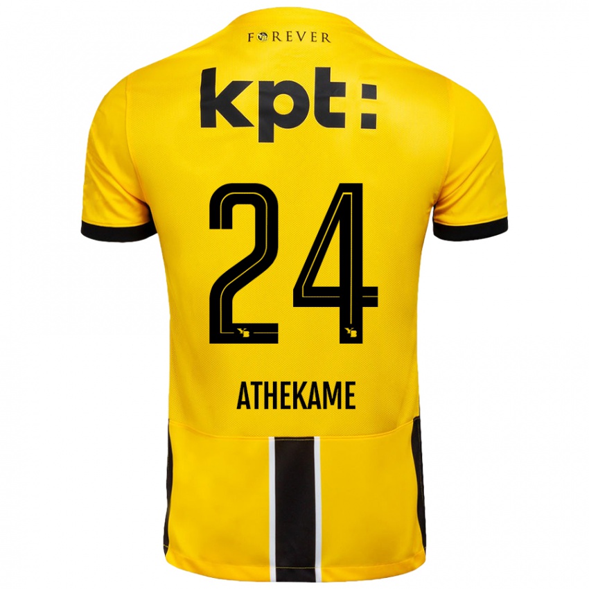 Kinder Zachary Athekame #24 Gelb Schwarz Heimtrikot Trikot 2024/25 T-Shirt Schweiz