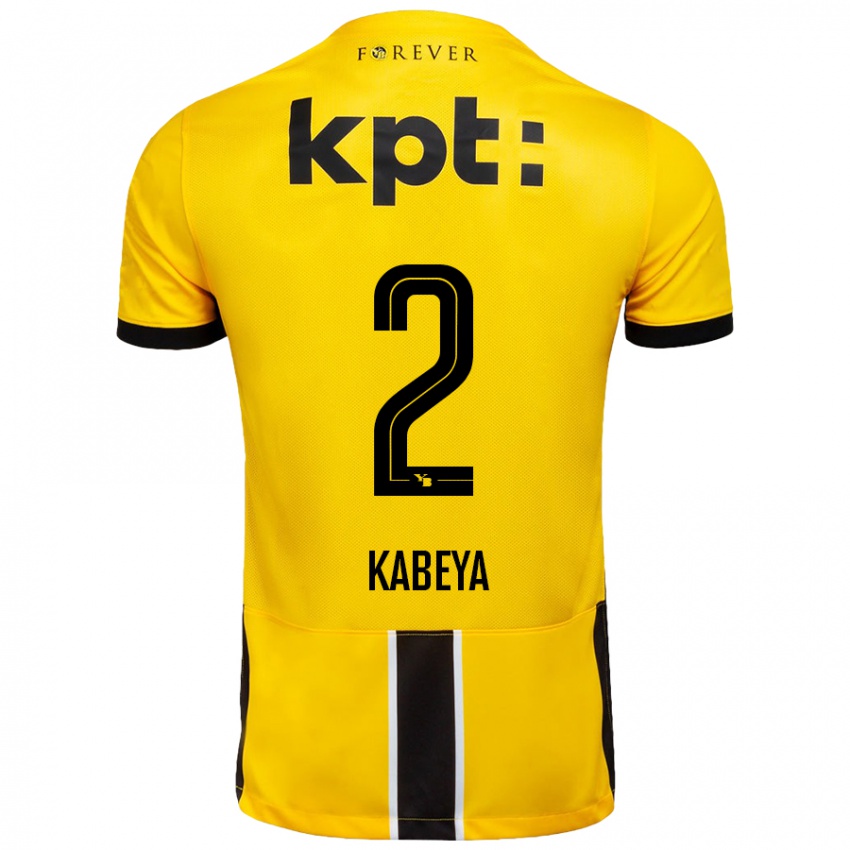 Enfant Maillot Benjamin Kabeya #2 Jaune Noir Tenues Domicile 2024/25 T-Shirt Suisse