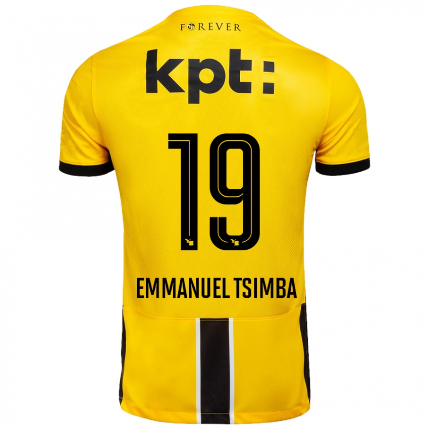 Enfant Maillot Felix Emmanuel Tsimba #19 Jaune Noir Tenues Domicile 2024/25 T-Shirt Suisse