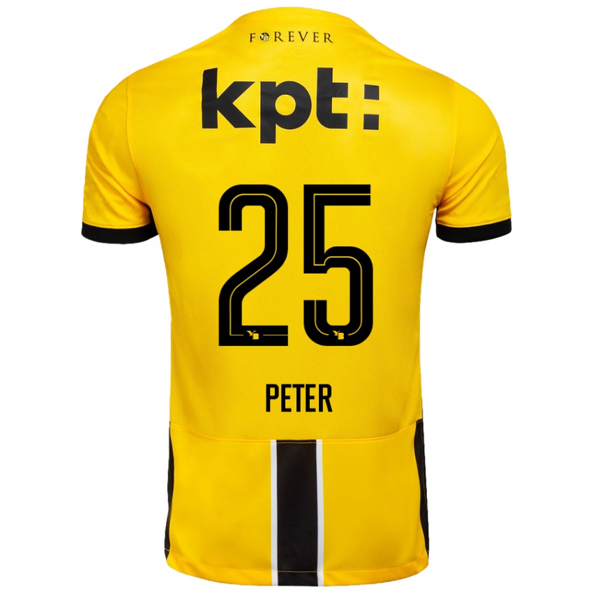 Enfant Maillot Luc Peter #25 Jaune Noir Tenues Domicile 2024/25 T-Shirt Suisse