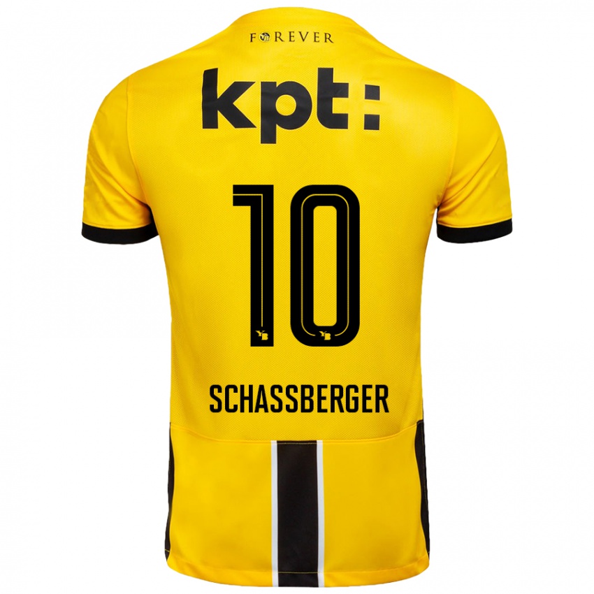 Kinder Julia Schassberger #10 Gelb Schwarz Heimtrikot Trikot 2024/25 T-Shirt Schweiz