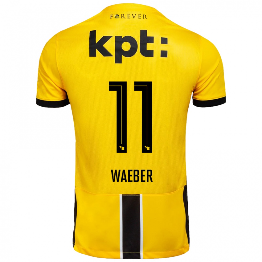 Kinder Stéphanie Waeber #11 Gelb Schwarz Heimtrikot Trikot 2024/25 T-Shirt Schweiz