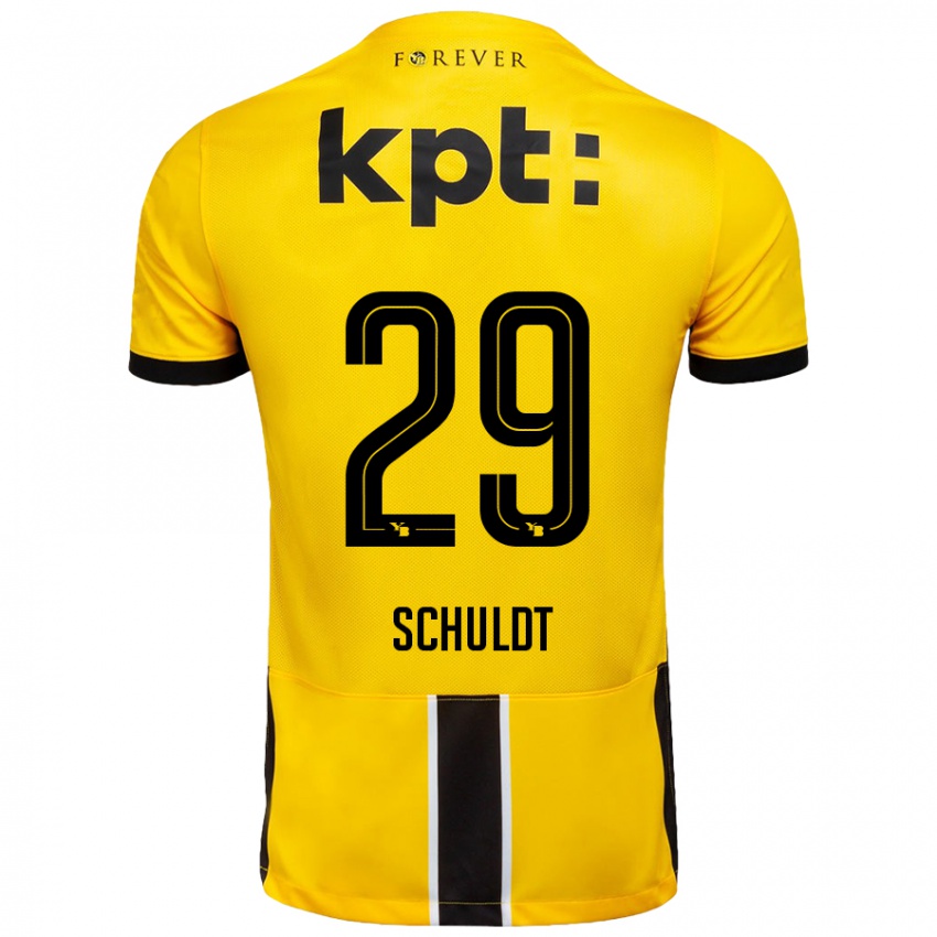 Kinder Inga Schuldt #29 Gelb Schwarz Heimtrikot Trikot 2024/25 T-Shirt Schweiz