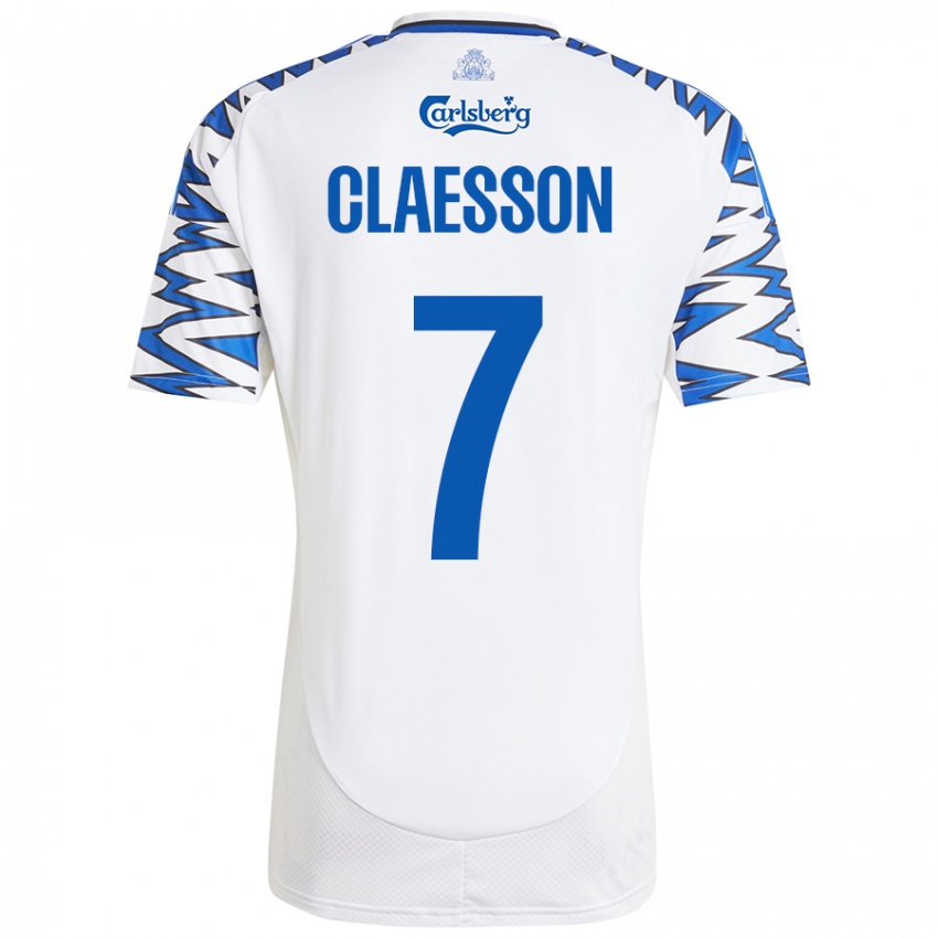 Kinder Viktor Claesson #7 Weiß Himmelblau Heimtrikot Trikot 2024/25 T-Shirt Schweiz