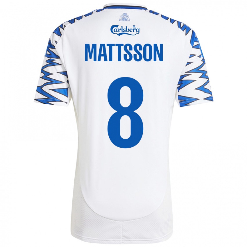 Kinder Magnus Mattsson #8 Weiß Himmelblau Heimtrikot Trikot 2024/25 T-Shirt Schweiz