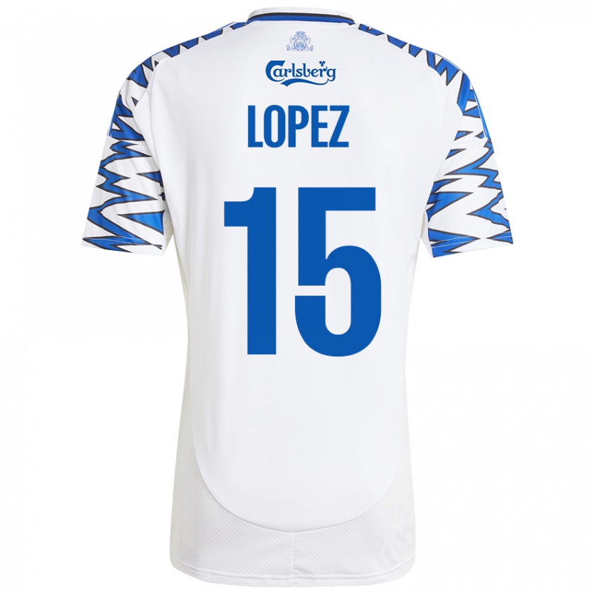 Kinder Marcos López #15 Weiß Himmelblau Heimtrikot Trikot 2024/25 T-Shirt Schweiz