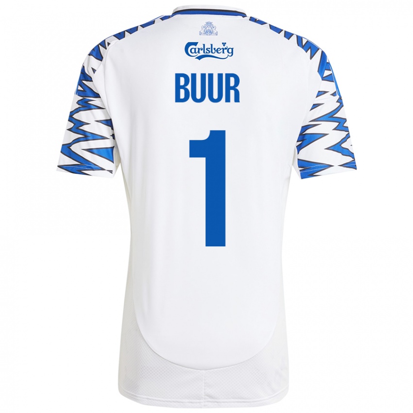 Kinder Oscar Buur #1 Weiß Himmelblau Heimtrikot Trikot 2024/25 T-Shirt Schweiz