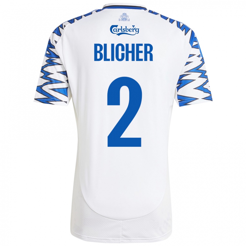 Kinder Nicolai Blicher #2 Weiß Himmelblau Heimtrikot Trikot 2024/25 T-Shirt Schweiz