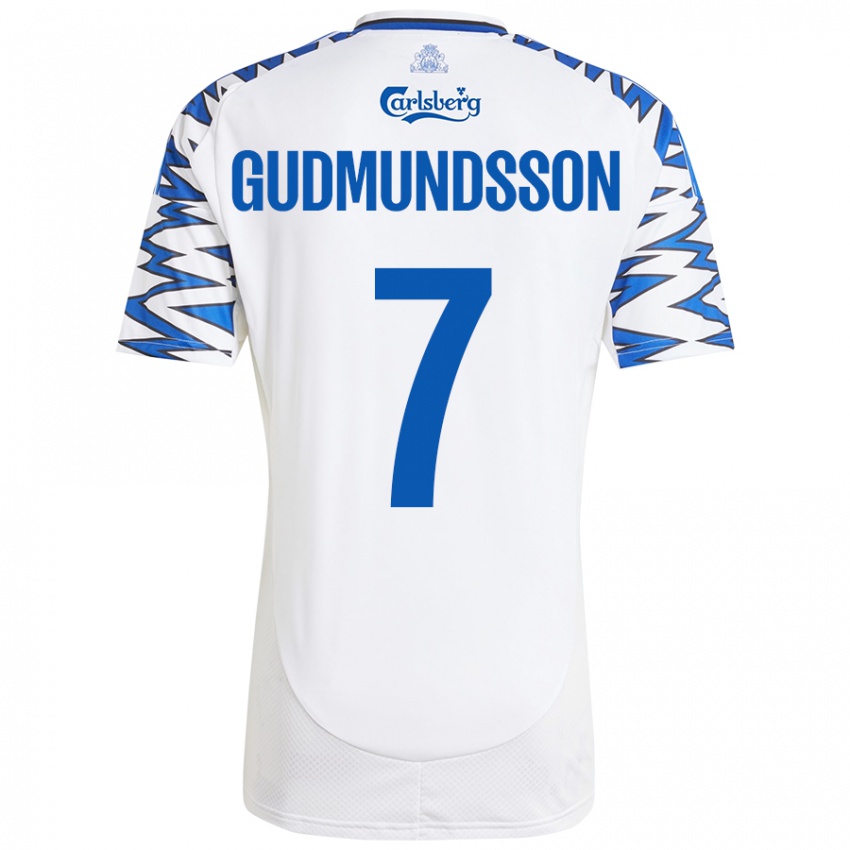 Kinder Galdur Gudmundsson #7 Weiß Himmelblau Heimtrikot Trikot 2024/25 T-Shirt Schweiz