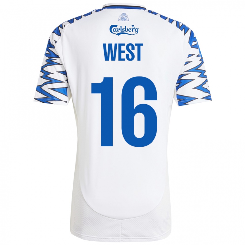 Kinder Liam West #16 Weiß Himmelblau Heimtrikot Trikot 2024/25 T-Shirt Schweiz