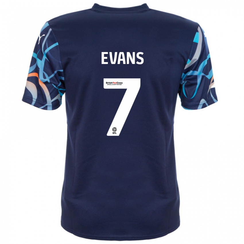 Kinder Lee Evans #7 Marineblau Auswärtstrikot Trikot 2024/25 T-Shirt Schweiz