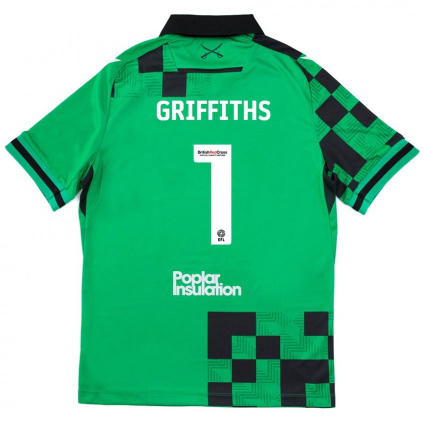 Kinder Josh Griffiths #1 Grün Schwarz Auswärtstrikot Trikot 2024/25 T-Shirt Schweiz