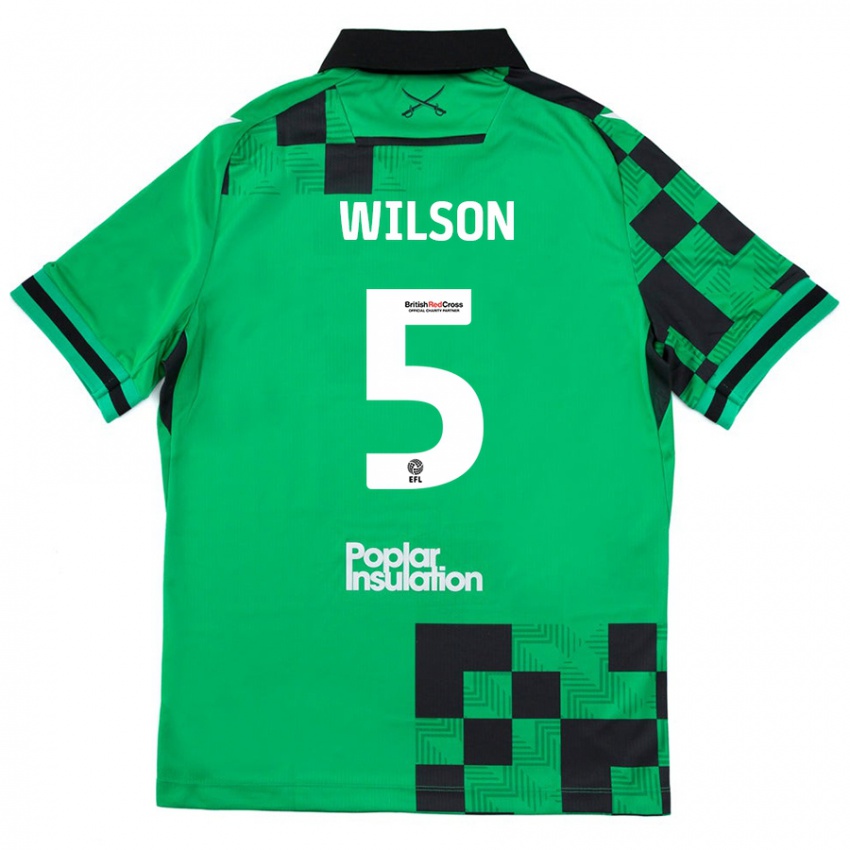 Kinder James Wilson #5 Grün Schwarz Auswärtstrikot Trikot 2024/25 T-Shirt Schweiz