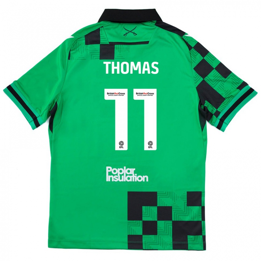 Kinder Luke Thomas #11 Grün Schwarz Auswärtstrikot Trikot 2024/25 T-Shirt Schweiz