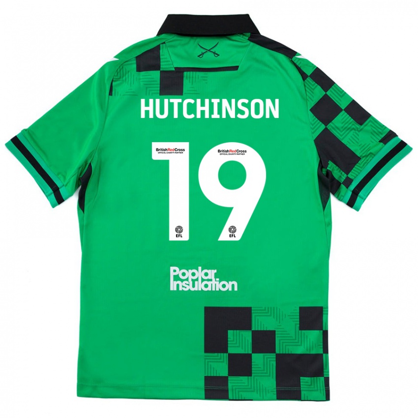 Kinder Isaac Hutchinson #19 Grün Schwarz Auswärtstrikot Trikot 2024/25 T-Shirt Schweiz