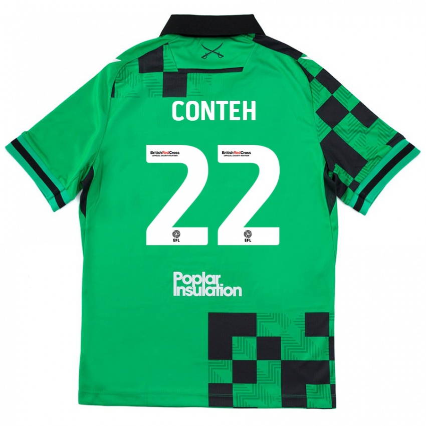 Kinder Kamil Conteh #22 Grün Schwarz Auswärtstrikot Trikot 2024/25 T-Shirt Schweiz