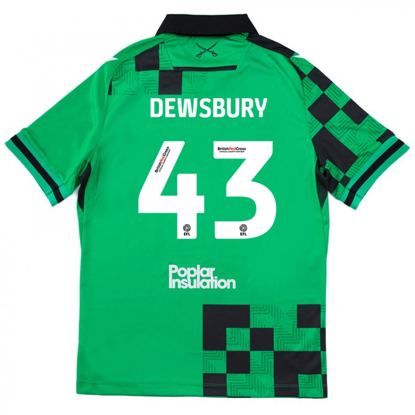 Kinder Ollie Dewsbury #43 Grün Schwarz Auswärtstrikot Trikot 2024/25 T-Shirt Schweiz