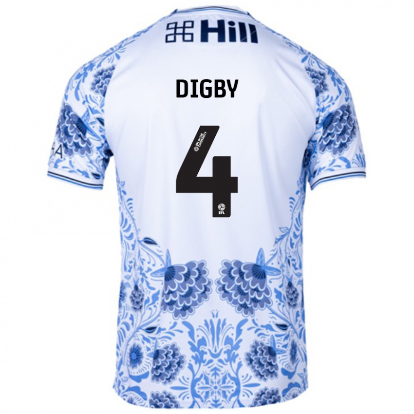 Kinder Paul Digby #4 Weiß Blau Auswärtstrikot Trikot 2024/25 T-Shirt Schweiz