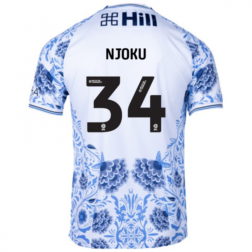 Kinder Brandon Njoku #34 Weiß Blau Auswärtstrikot Trikot 2024/25 T-Shirt Schweiz