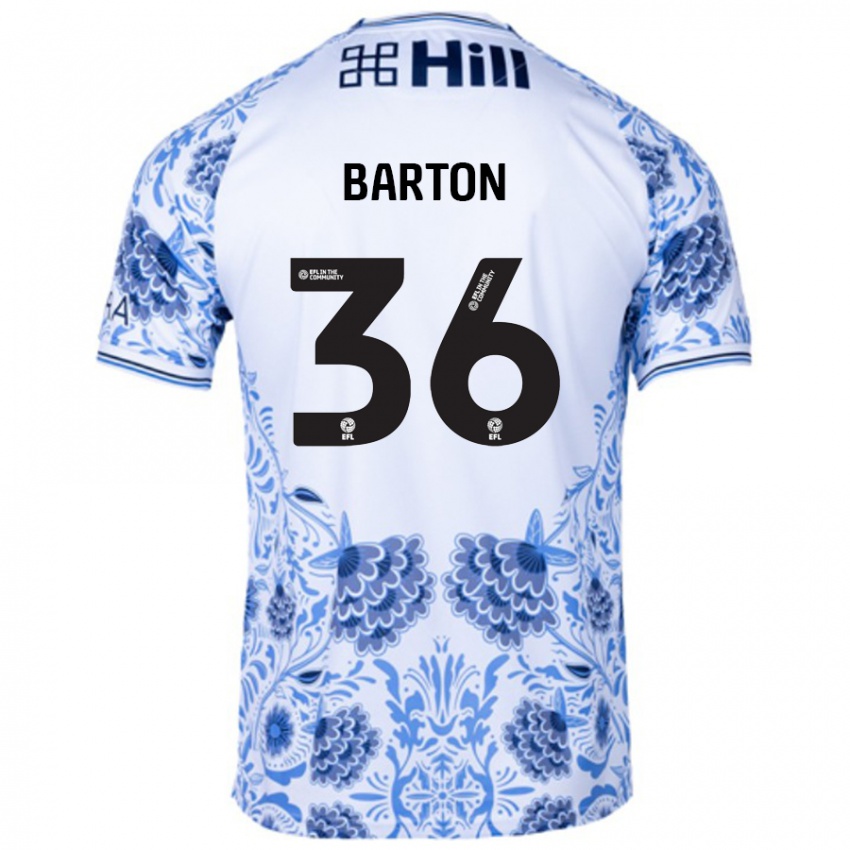 Kinder Dan Barton #36 Weiß Blau Auswärtstrikot Trikot 2024/25 T-Shirt Schweiz