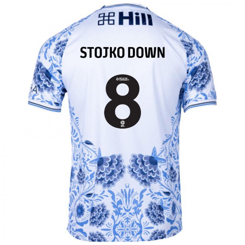 Kinder Alysha Stojko-Down #8 Weiß Blau Auswärtstrikot Trikot 2024/25 T-Shirt Schweiz