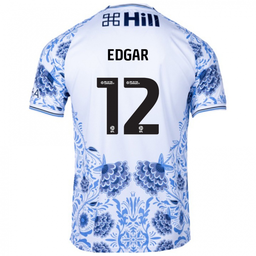 Kinder Sammy Edgar #12 Weiß Blau Auswärtstrikot Trikot 2024/25 T-Shirt Schweiz